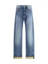 Versace Barocco Turn-up Jeans In Medium Blue