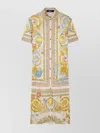 Versace Printed Stretch-jersey Midi Shirt Dress In Neutral