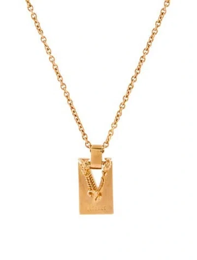 Pre-owned Versace Barocco V Pendant Necklace, 21.5" In Multi