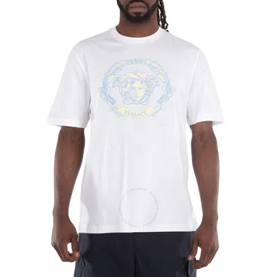 Versace Medusa Head-embroidered Cotton T-shirt In White