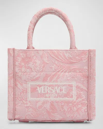 Versace Barocco Xs Jacquard Tote Bag In Pink