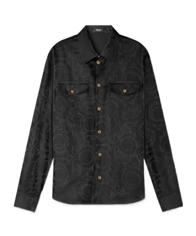 Versace Surchemise En Coton Jacquard In Black