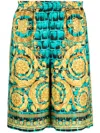 Versace Pattern-printed Elasticated Waistband Shorts In Black
