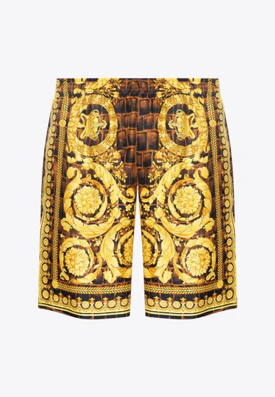 Versace Baroccodile Short In Yellow