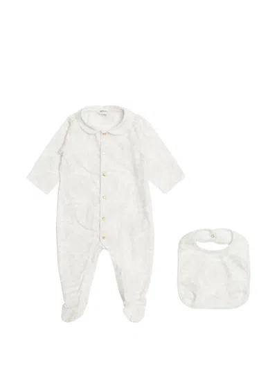 Versace Barocco-print Babygrow Set In White