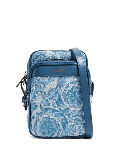 Versace Barocco-print Crossbody Bag In Blue