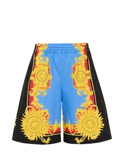 Versace Kids' Barocco-print Elasticated-waist Shorts In Multi