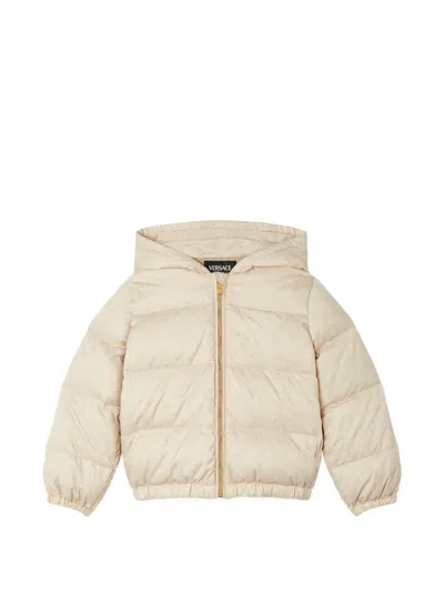 Versace Kids' Barocco-print Hooded Jacket In Nude