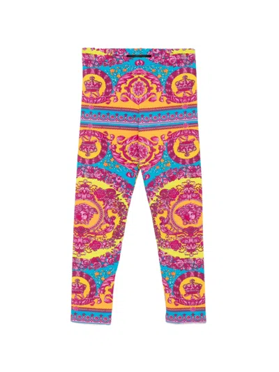 Versace Babies' Barocco-print Leggings In Multi