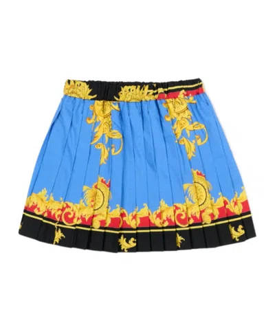 Versace Barocco-print Pleated Skirt In Multi