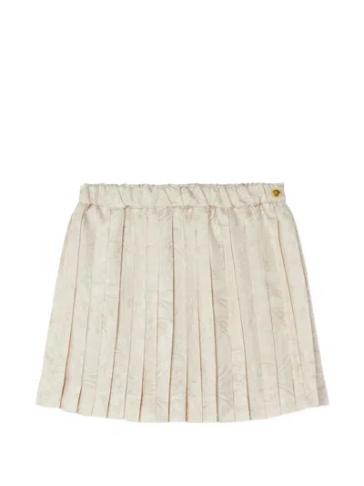 Versace Kids Printed Twill Pleated Skirt In Nude