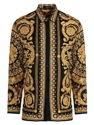 Versace Barocco-print Silk Shirt In Multi
