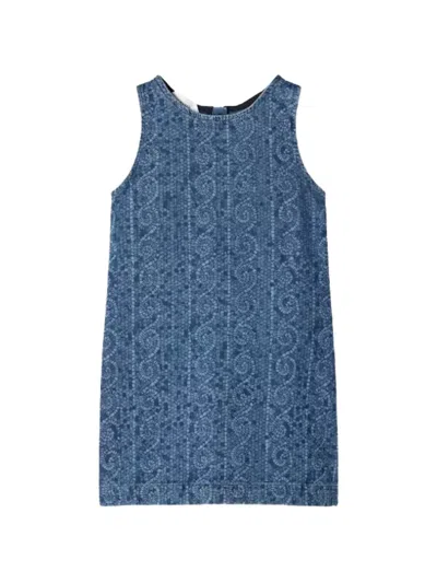 Versace Kids' Barocco-print Sleeveless Dress In Blue