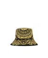 Versace Men Printed Polyester Bucket Hat In Black