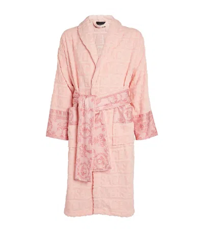 Versace Baroque Bath Robe In Pink