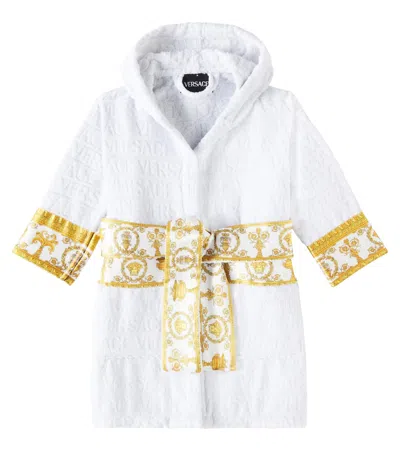 Versace Kids' Baroque Bathrobe In White