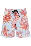 Versace Swim Shorts Coral All Over Print In Blue