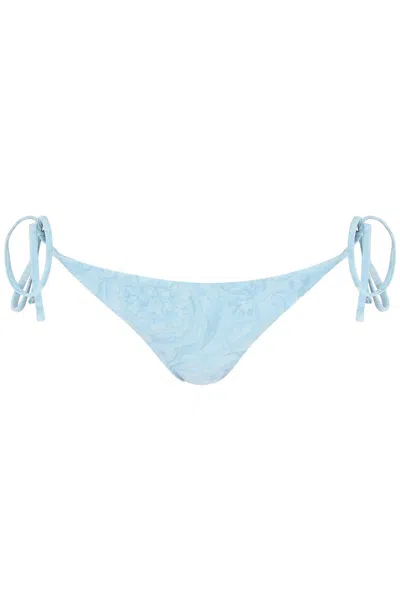 Versace Barocco-print Bikini Bottoms In Clear Blue