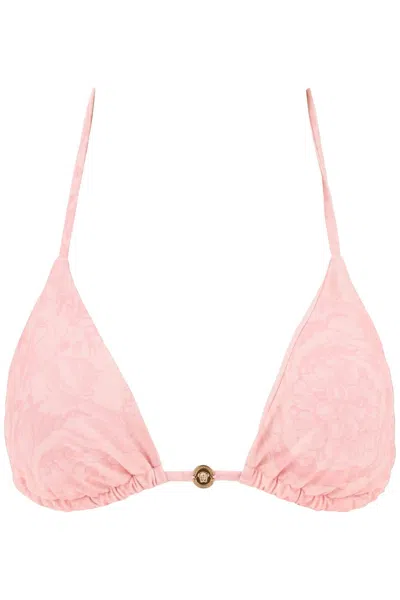 Versace Baroque Bikini Top In Pink