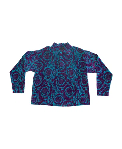 Versace Baroque Button-down Shirt In Blue