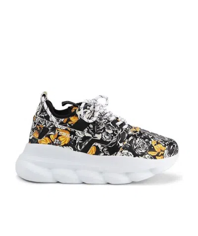 Versace Baroque Chain Reaction Sneakers In White