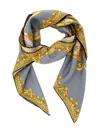 Versace Baroque-cheetah Print Silk Scarf In Gray