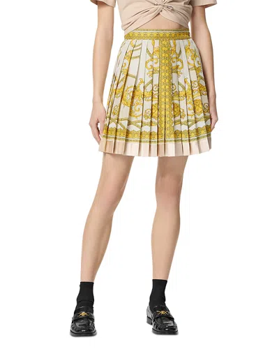 VERSACE BAROQUE COUPE PLEATED SILK MINI SKIRT