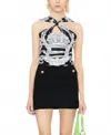 Versace Baroque Pattern Sleeveless Cropped Top In Black