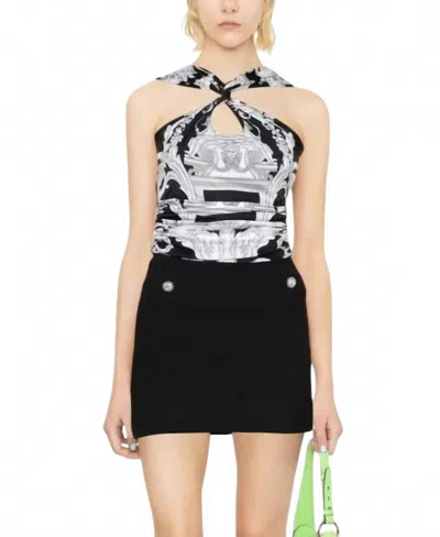 VERSACE BAROQUE CROP TOP IN BLACK & WHITE