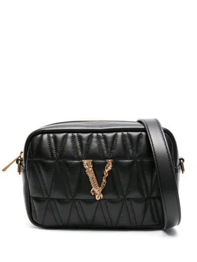 Versace Baroque-inspired Quilted Crossbody Handbag For Women In Black