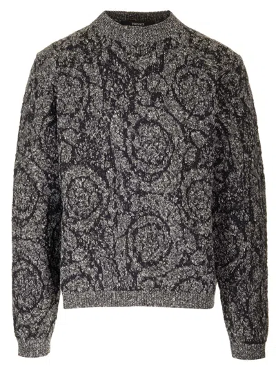 Versace Baroque Jacquard Sweater Knitwear Black
