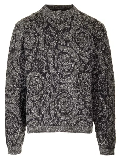 Versace Tweed Effect Knit In Grey