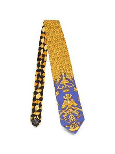 Pre-owned Versace Baroque Medusa Silk Tie In Yellow