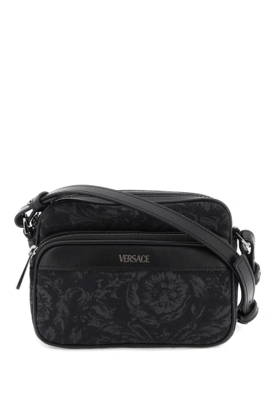 Versace Baroque Messenger Bag In Black