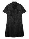 Versace Baroque Minidress In Crêpe De Chine In Black  