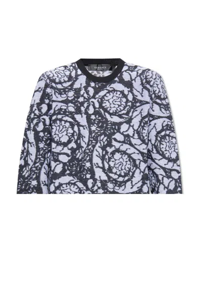 Versace Baroque Motif Jumper In Blue