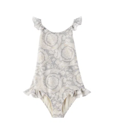 Versace Baroque One Piece Swimsuit In White