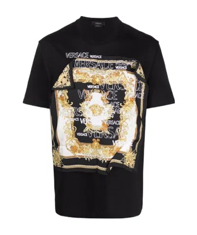 Versace Baroque-patch T-shirt In Black