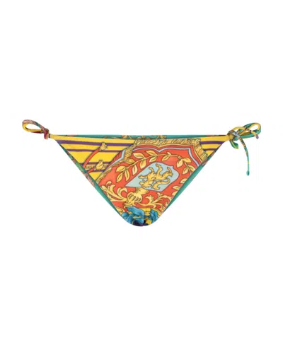 Versace Baroque Pattern-print Bikini Bottoms In Multicolor