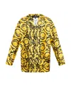 Versace Baroque Pattern-print Silk Pyjama Shirt In Yellow
