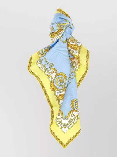 Versace Baroque Pattern Scarf Multicolor Rolled Edges
