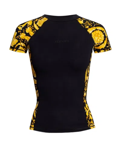 Versace Baroque-pattern Short-sleeve Top In Black