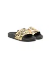 Versace Baroque-pattern Slip-on Slippers In 黑色