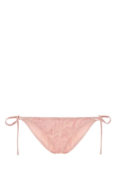 Versace 'baroque' Pink Polyester Blend Bikini Bottoms