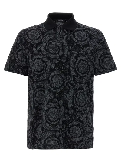 Versace Baroque Polo Shirt In Black