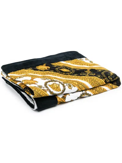 Versace Baroque-print Beach Towel In Gold