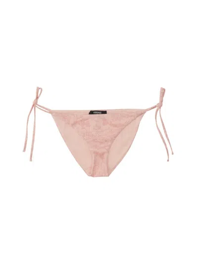 Versace Baroque Print Bikini Bottom In Pink