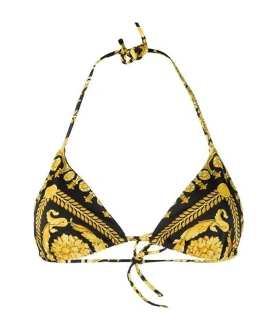 Versace Baroque Print Bikini Top In White