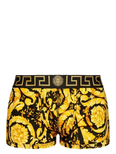 Versace Baroque Print Boxer Shorts In Yellow