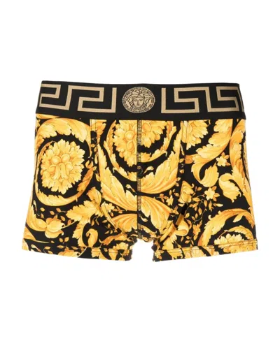 Versace Baroque-print Cotton Boxer Briefs In Black Print